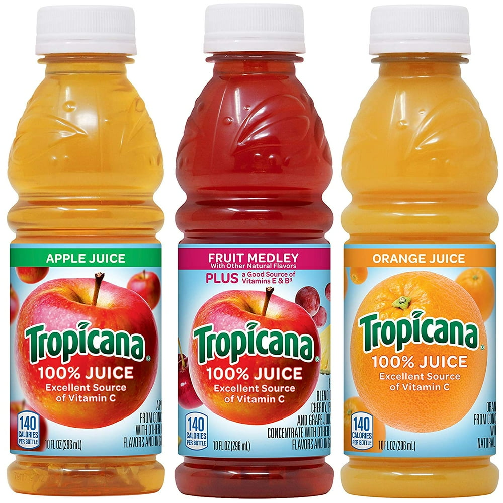 (24 Bottles) Tropicana 100% Juice, 3 Flavor Classic Variety Pack, 10 fl ...