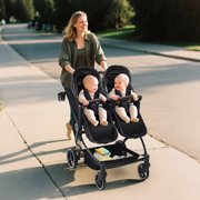 Roromall Side by Side Double Stroller for Twins, Adjustable Compact Folding Baby Travel Stroller with High Landscape Seat, Lightweight Canopy & Recline for Infant and Toddler