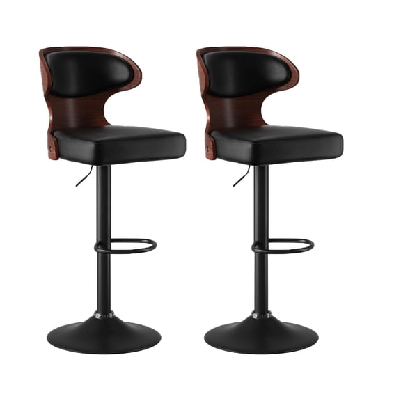 ClinQ 360° Swivel Adjustable Bar Stools Set of 2, Swivel PU Leather Counter Height Bar Chairs with Back for Kitchen Island Home Bar, Black