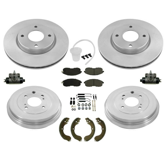 Front Brake Rotors & Pads Rear Brake Drums Shoes Set Kit For 2009-2014 Cube 10pc
