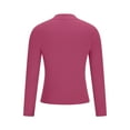 thumbnail image 4 of Fshiont Y2k Womens Long Sleeve Stretch Mock Neck Ribbed T-Shirt Slim Fit Casual Basic Tops Hot Pink One Size, 4 of 7