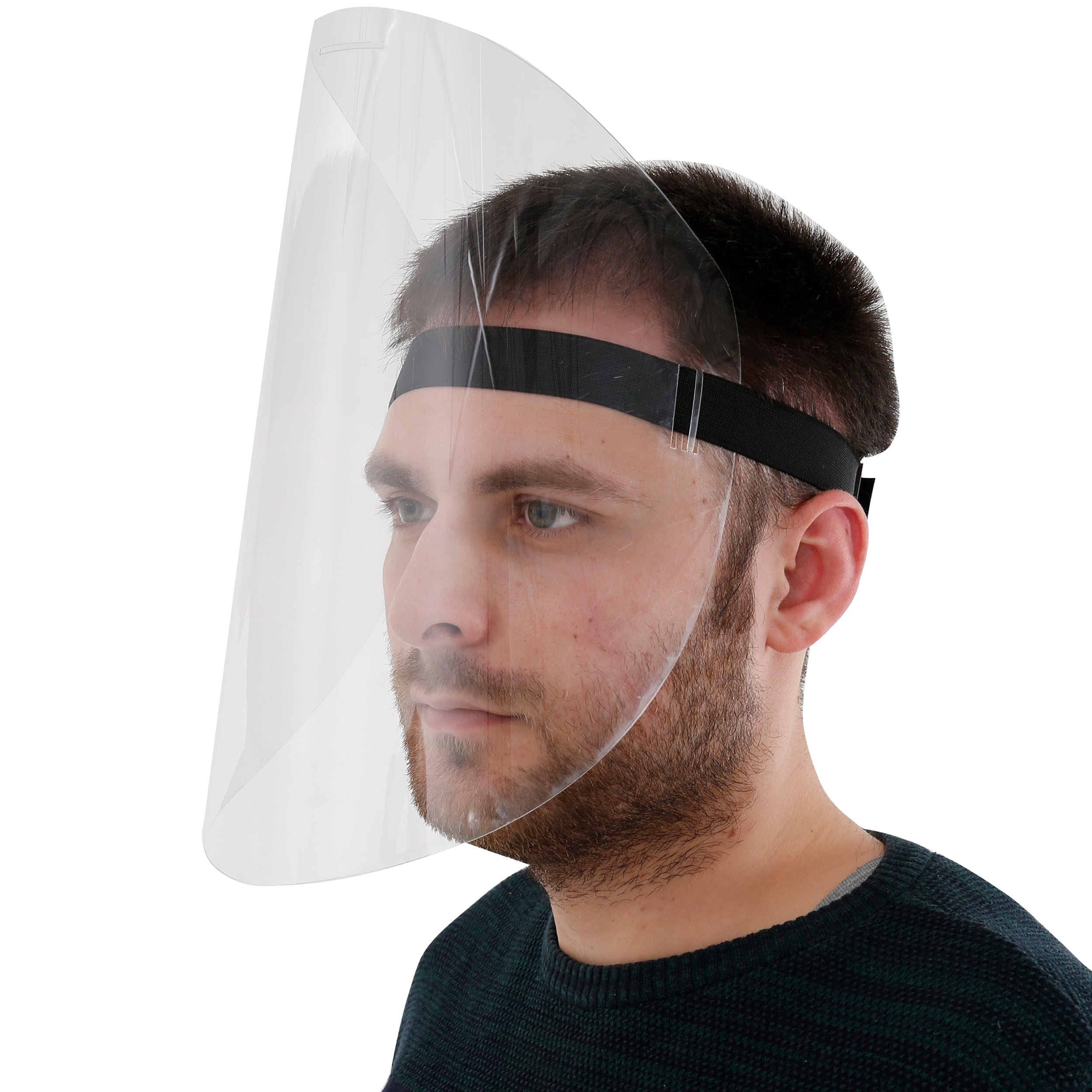 M&T Displays Reusable Face Shield, Adjustable Transparent Full Face Protective Visor for Eye & Head Protection, Barrier Against Coughing, Sneezing and Spitting, Facial Cover for Men & Women (5-Pack)