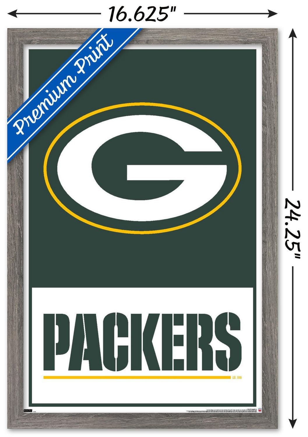 NFL Green Bay Packers - Logo 21 Wall Poster with Push Pins, 14.725" x 22.375"