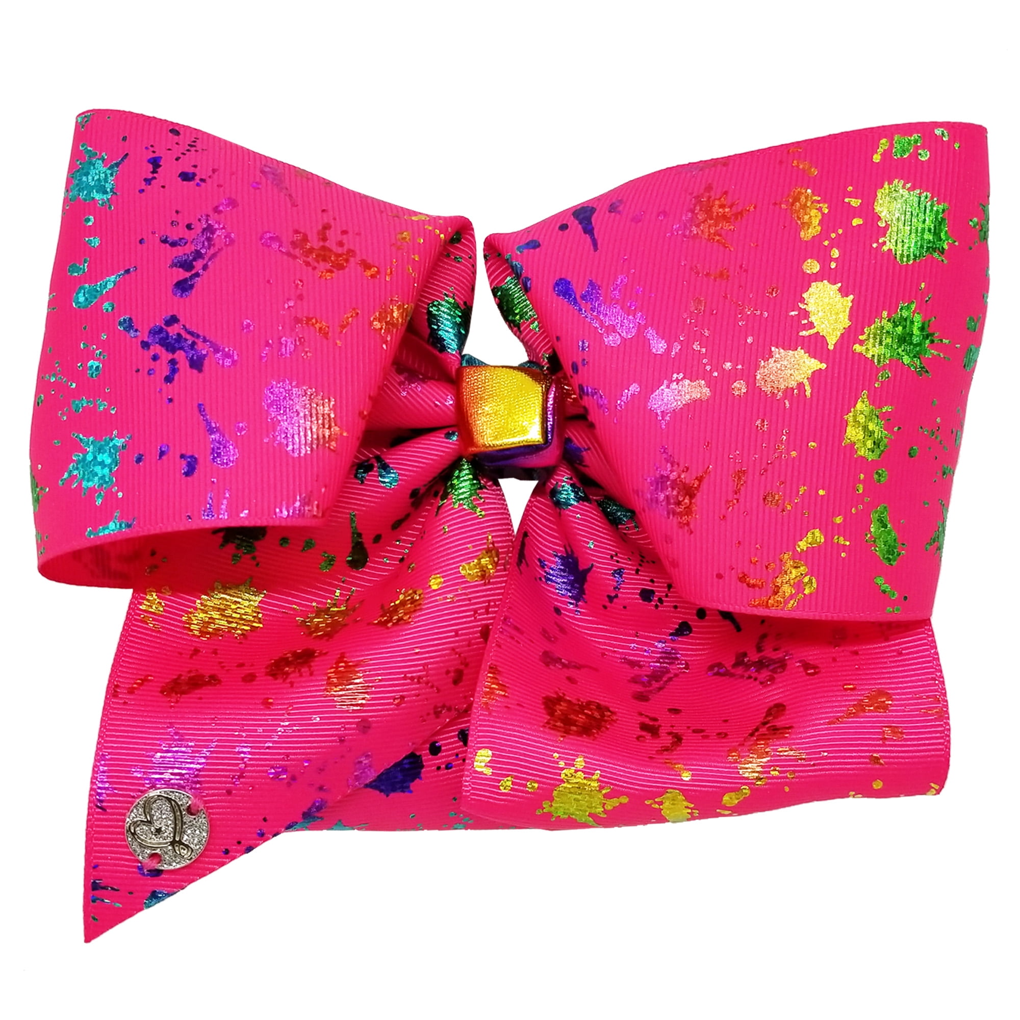 Large Cheer Hair Bow (Paint Splatter Pink)
