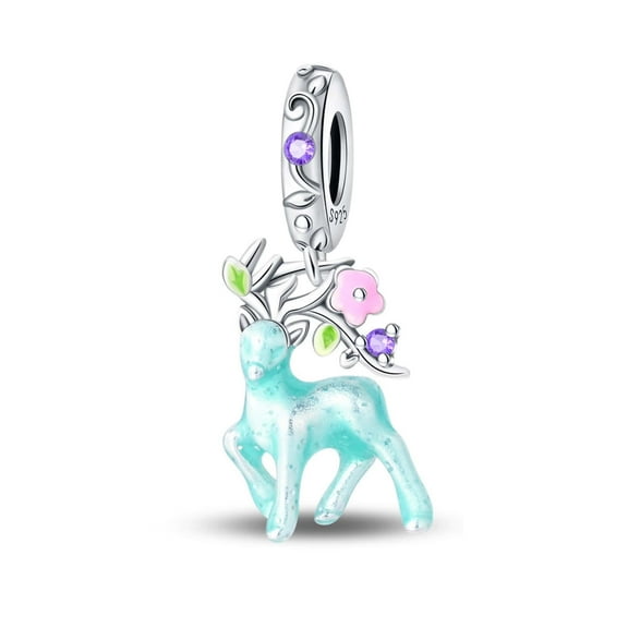 KUNSIR 925 Sterling Silver Deer Charm Dangle Pendants For DIY Bracelets Charms Jewelry Pendant Beads Gift For Women