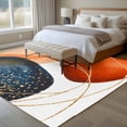 thumbnail image 4 of 8x10 Area Rugs for Living Room, Boho Geometric Non Slip Area Rugs for Kitchen Bedroom Entryway, Orange Blue Abstract Patterned Gold Stripes Washable Carpet Runner Rug Floor Mats for Bedroom, 4 of 8