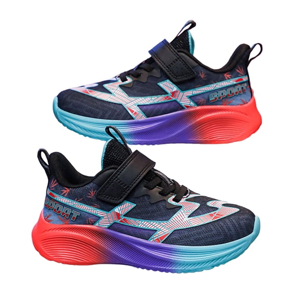 Kids Running Shoes Comfortable Cushioning Thick Soft Sole Boys Girls Athletic Trainers Shoes Lightweight Nonslip Sneakers Black 2 Big Kid