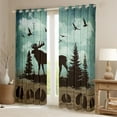 thumbnail image 2 of Moose Blackout Curtains Rustic Pine Trees 2 Panels 52"Wx63"L Curtains,Woodland Animals Curtains & Drapes Vintage Brown Lodge Cabin Reindeer Elk Deer Paw Print Farmhouse Decor, 2 of 6