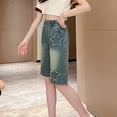 thumbnail image 7 of Ruyang Girls Baggy Jeans Shorts Y2k Hip Hop Streetwear Denim Shorts Unisex Kid Vintage Fashion Bermuda Jorts Star Embroidery Clothes, 7 of 7