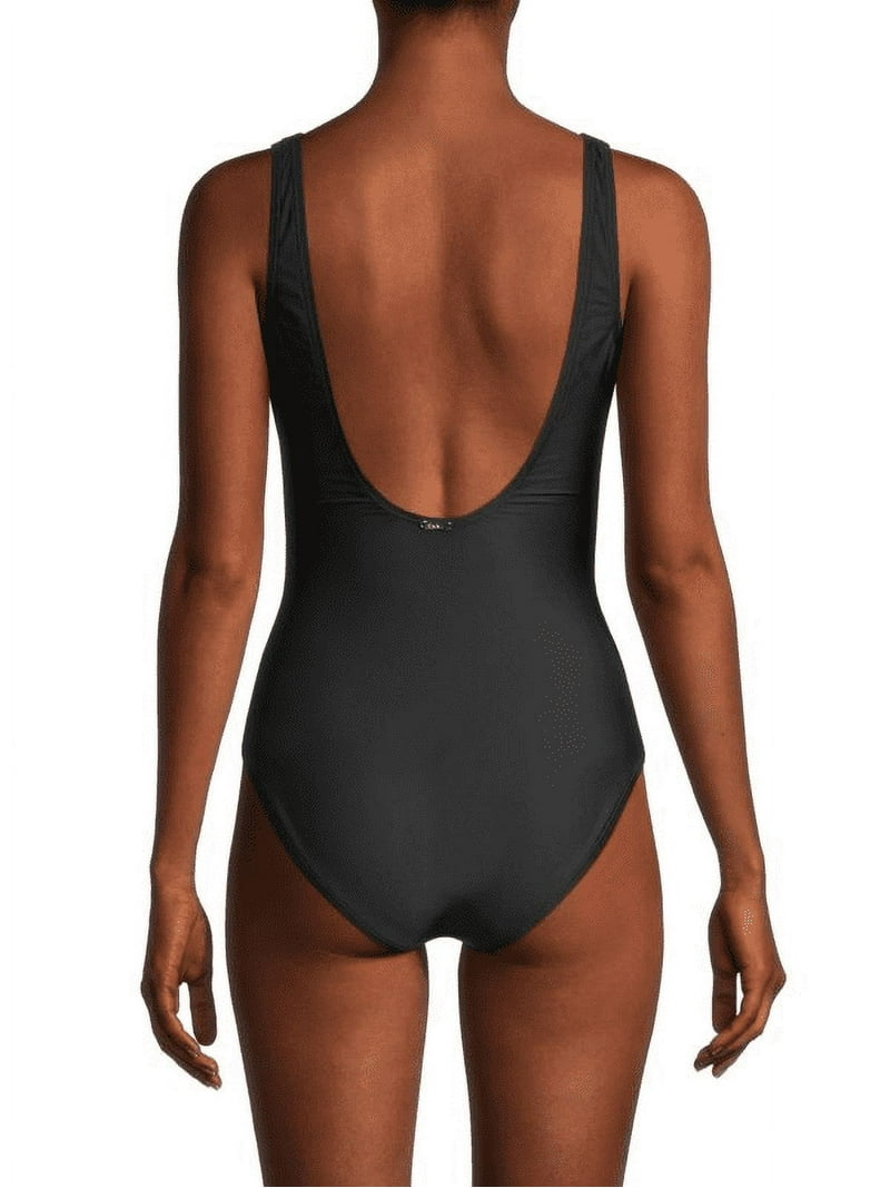 DKNY 黒ワンピース ダナキャランニューヨーク DKNY ☆Vネックシャツワンピース