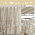 thumbnail image 2 of HIG Boho Ruffled Shower Curtain - Oversized Floral Print, Heavy Fabric with Elegant Draping for Bathroom, 72"x72", Camel, 2 of 8