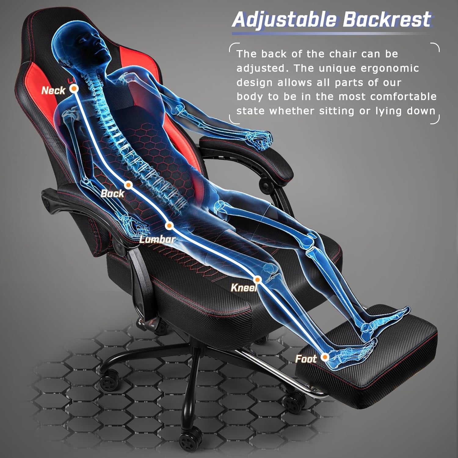 Bossin Big and Tall Gaming Chair 400lb Weight Capacity,Gamer Chairs for Adults,Video Game Chair wth Footrest,Racing Style Computer Gamer Chair with Headrest and Lumbar Support