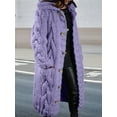 thumbnail image 6 of Women Chunky Cable Knit Long Sleeve Cardigan Fall Winter Oversized Button Down Sweaters with Pocket Purple S, 6 of 7