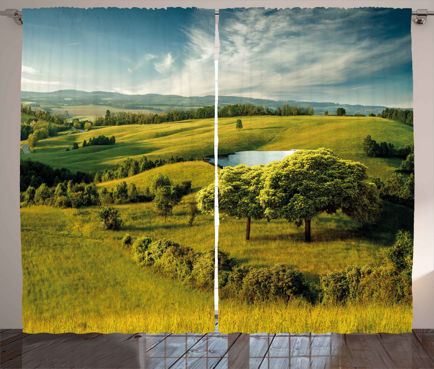 3D Green Grassland Blue Sky Blockout Curtain Print Curtains Drapes Window Decor 