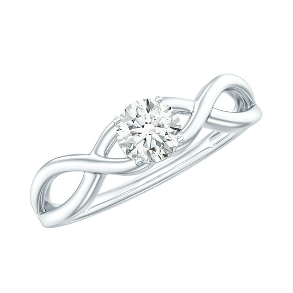 Rosec Jewels Lab Created Diamond Infinity Promise Engagement Ring for Women (5 mm, Ef-Vs Quality) - Half Carat Diamond Ring, 925 Sterling Silver, US 4.00