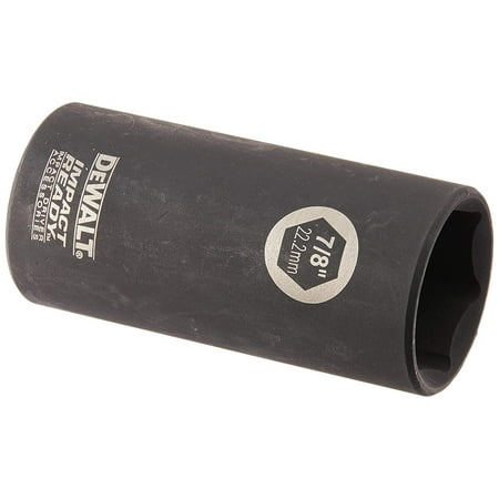 DEWALT DW22852 7/16" Deep Impact Socket – 1/2" Drive, Impact Ready, Laser Etched, Recessed Corners