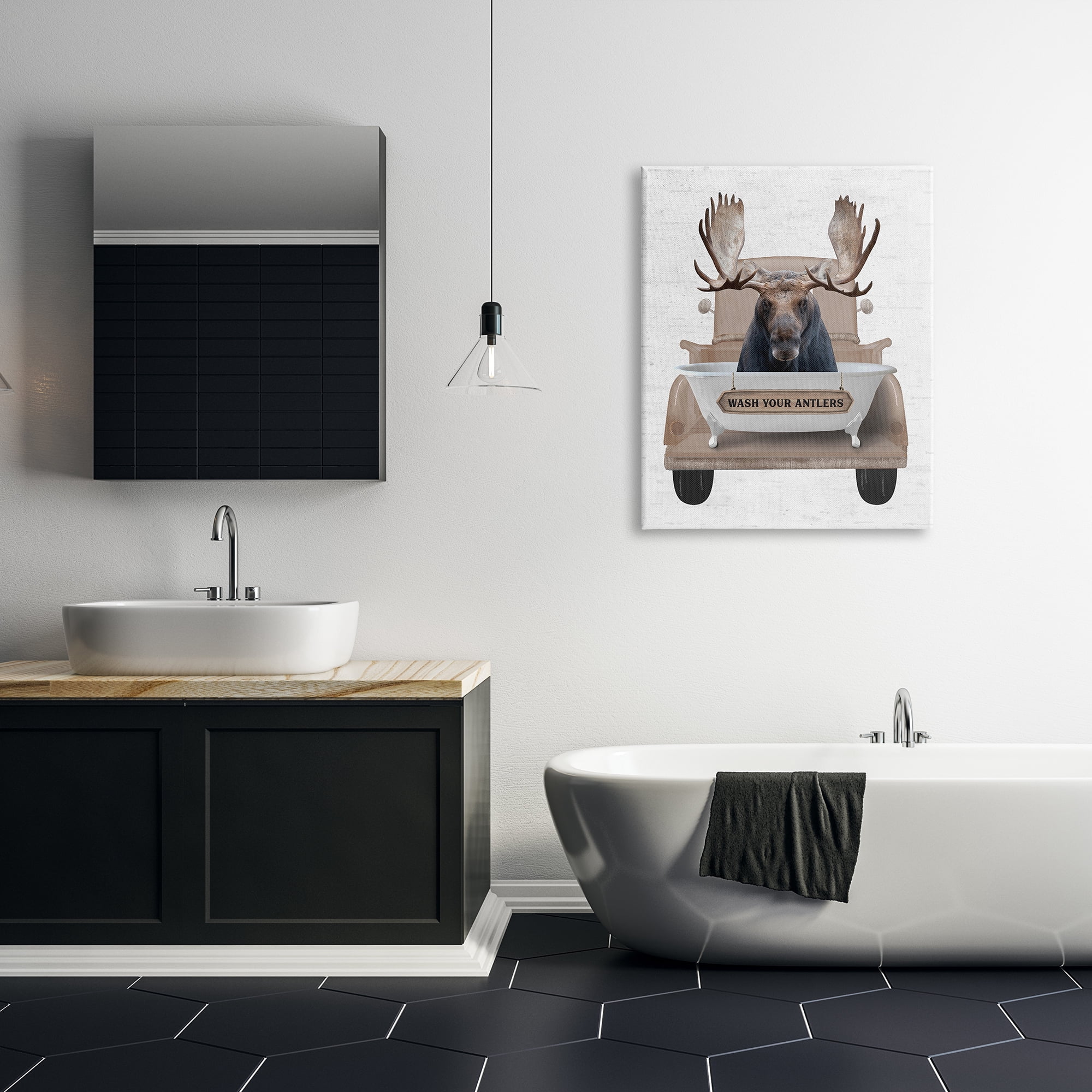 Stupell Industries Wash Your Antlers Truck Animals & Insects Painting Gallery Wrapped Canvas Print Wall Art, 30 x 40