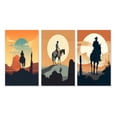 thumbnail image 2 of Designart "Cowboy in Minimalism III" Men Wall Art Set Of 3 - Orange Men Gallery Set For Office Decor, 2 of 7