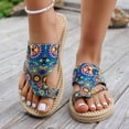 thumbnail image 2 of Rokment Ethnic Bohemian Flip Flops for Women 2026 Beach Summer Vintage Comfortable Platform Flat Walking Sandals Casual Flatform Dress Slip on Slides Slippers Blue Size 6, 2 of 8