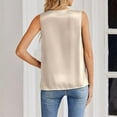 thumbnail image 3 of Women's Silk Satin Tank Tops V Neck Casual Camisoles Sleeveless Business Work Blouses Dressy Summer Shirts Beige 2XL, 3 of 6