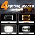 thumbnail image 3 of 2pcs DOT/SAE 7x6 5x7 Inch Rectangular Aluminum Housing Clear PC Lens Amber Halo Angle Eye Turn Signal White DRL LED High/Low Beam Head Lights Lamps Assembly w/ H4 Bulbs & Adaptors DC 12V-80V, 3 of 5