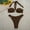 Brown, variant on WEIee Women Bikini Swimsuit 2 Piece Women's Swim Suits Lace up Triangle Halter Sleeveless Split Bathing Suits Summer Solid Color Fashion Ladies Anniversary Swimwear Black XL