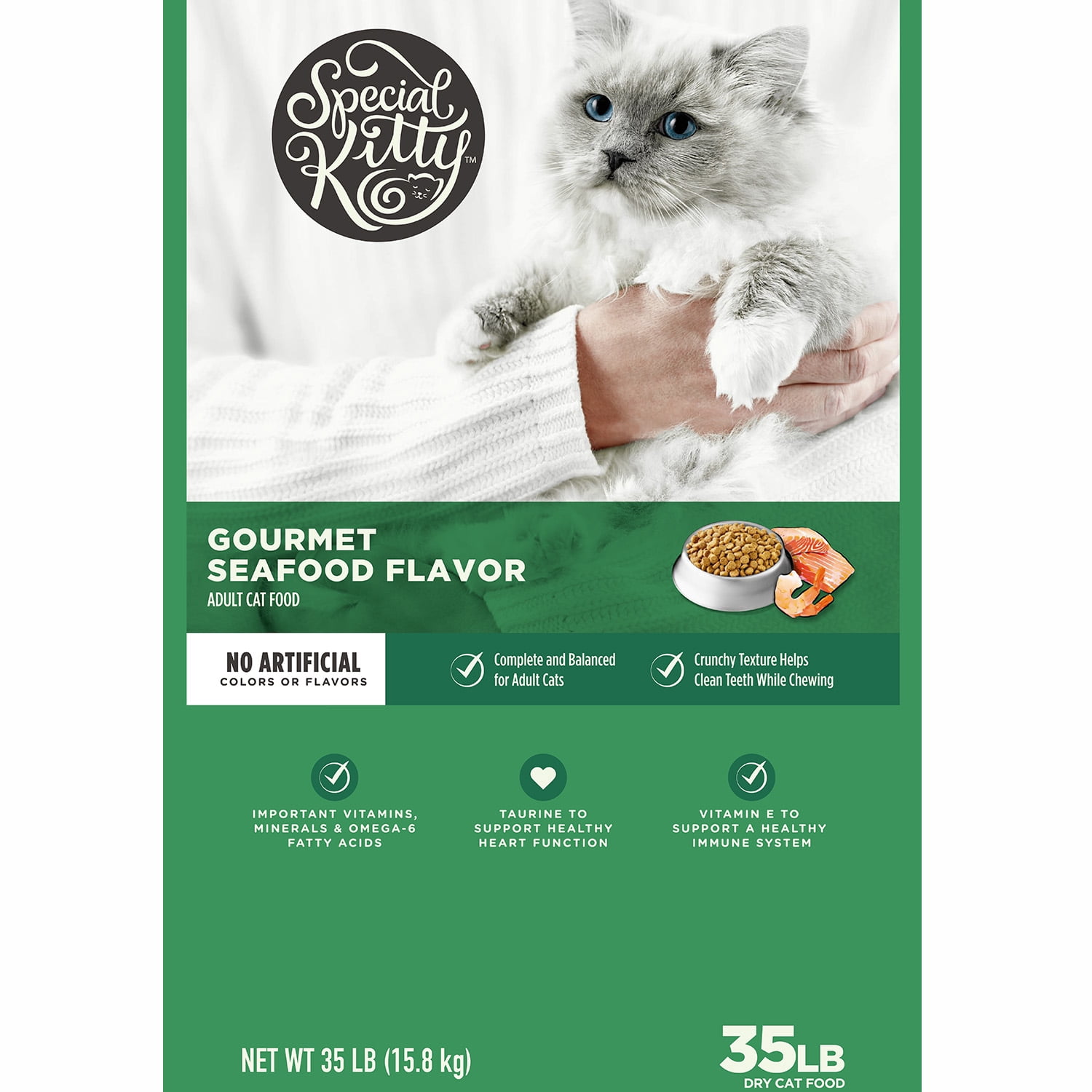 (2 pack) Special Kitty Gourmet Formula Seafood Blend Flavor Dry Cat Food, 35 lb Bag