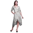 thumbnail image 1 of Bimba Robe Droite Asymétrique pour Femmes en Coton à Imprimé de Fleurs Blanches et d'Oiseaux Bulbes avec Poche, Manches Courtes, Col en V, Mi-Longue - Petit, 1 of 4