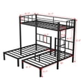 thumbnail image 4 of Seetaras Twin XL Over Twin&Twin Size Bunk Bed for 3,Metal Triple Bunk Bed with Guardrails, L Shape 3 Bed Bunk Beds with Ladder, Easy Assembly, No Need Box Spring, 4 of 8