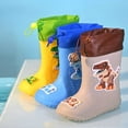 thumbnail image 6 of Hpapadks Rain Boots Kids Non Comfortable Outdoor Play Shoes Cartoon Printed Mid Top Cute Water Shoes Boys Waterproof Boots Blue, 6 of 6