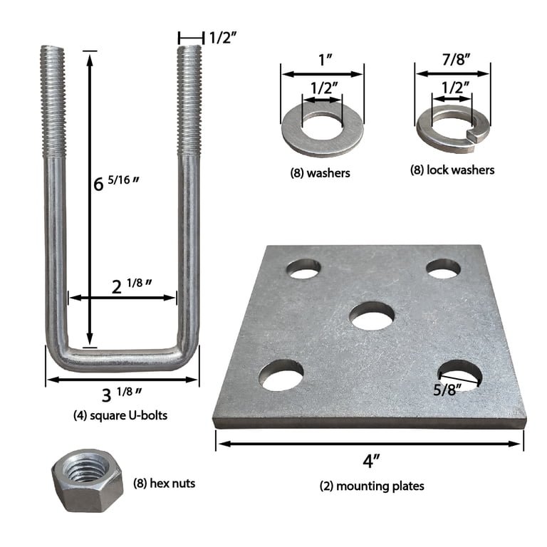 Leaf Spring Mounting Bolt 1/2 inch x 3 1/2 inch Stainless St