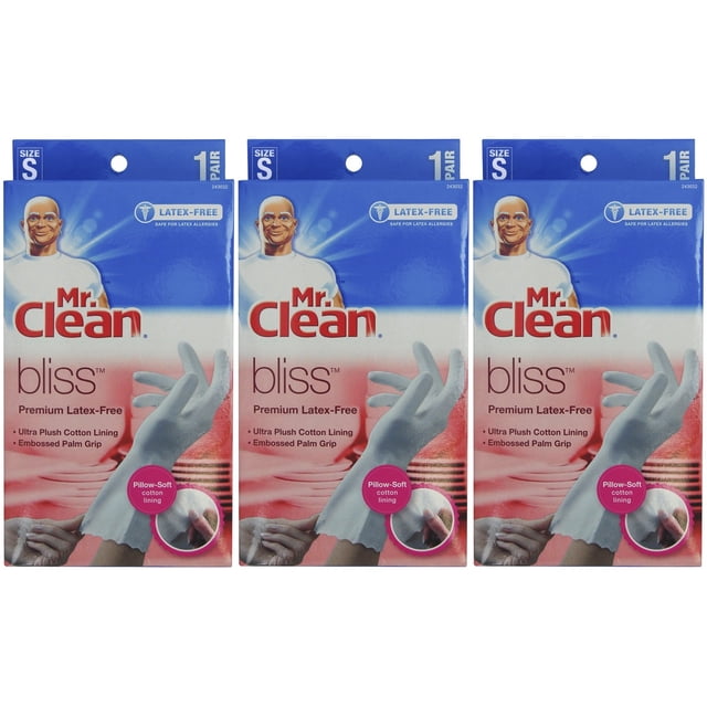 Guantes Mr. Clean Bliss Premium, sin látex, pequeños, 3 pares