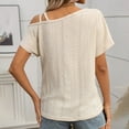 thumbnail image 6 of Women's Asymmetric Neck Hollow Out Textured T Shirt for Casual Wear Layering Tees for Women Long Sleeve T Shirt for Women Summer Layering Long Sleeve Shirt Women Short Shirt Tops Loose Athletic, 6 of 8