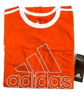 Adidas Big Boys 3 Stripes Graphic Logo Jersey T-Shirt Orange photo 5