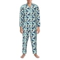 thumbnail image 3 of Uemuo Penguins Whales Pattern 2-Piece Loungewear Set - Men’s Soft Sleepwear, Cozy Winter PJs, Comfy Sleep Set-Large, 3 of 7