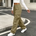 thumbnail image 3 of Axiiglly Plus Size Cargo Pants for Women, Casual Drawstring Elastic Waist Khaki Work Pants with Multi Pockets, Baggy Stretchy Wide Leg Hiking Streetwear, XXXL, 3 of 9
