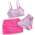 thumbnail image 2 of SHenli Girls Tankini Swimsuits 7-8 Ruffle Bikini Set Tie-Straps Girls Swimwear Tankini 3 Pieces Ruched Side Girls Bathing Suit and Cover Up Pink 7-8 Years, 2 of 4