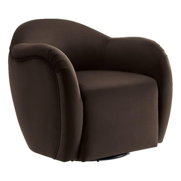 Maklaine Contemporary Swivel Armchair in Chocolate Brown Finish