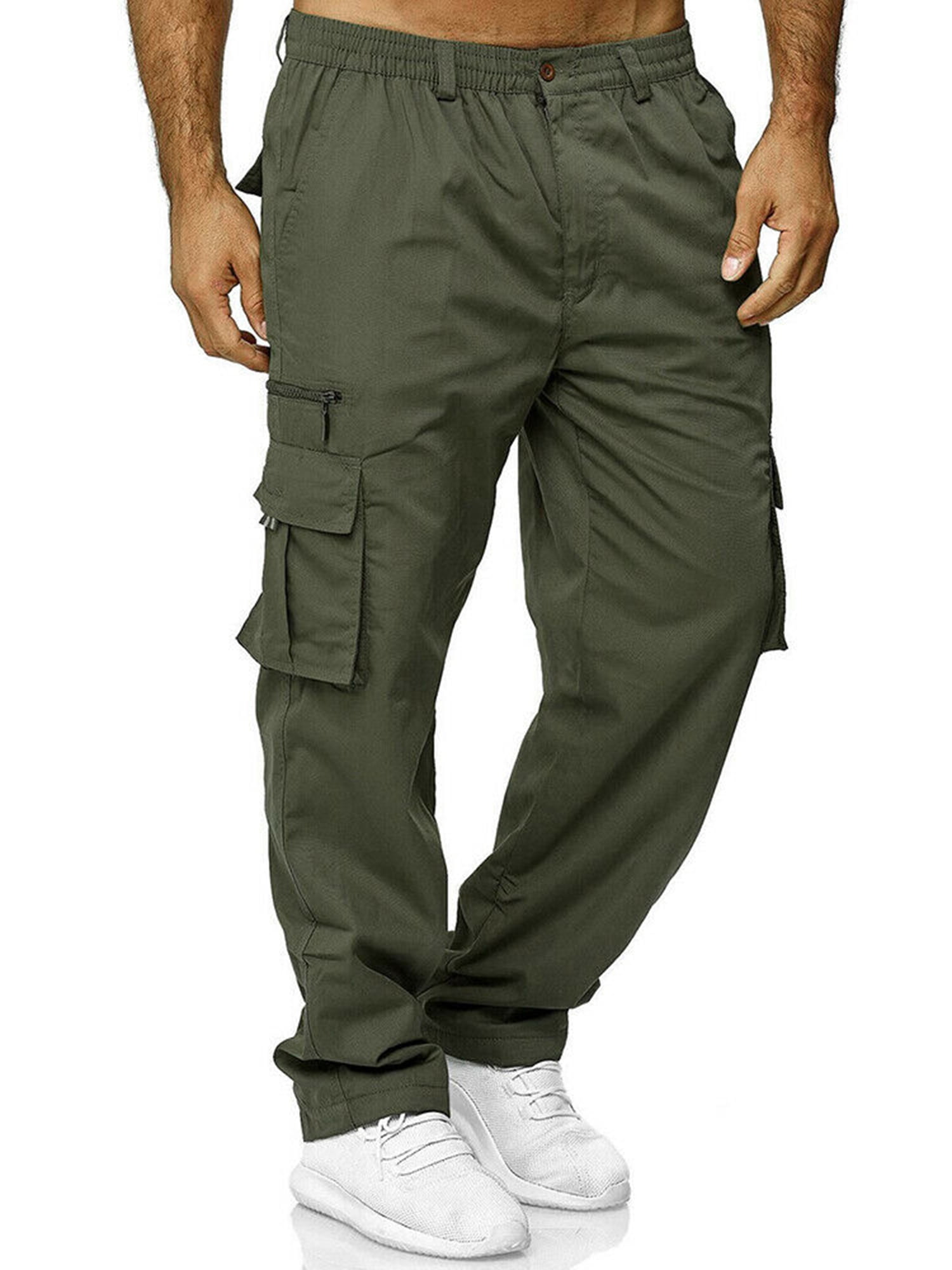 Men Casual Combat Cargo Pants Pocket Loose Work Trousers Sport Bottoms Set New 