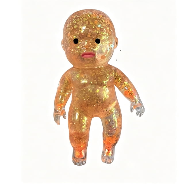 Glitter Filled Fidget Ball, Slow Rising Stress Relief Ball, Glitter Filled Squishy Do-Ll Stress Relief Toy, Slow Rising Stretchy Squeeze Fidget Toy for Anxiety Relief, Golden-Open-Eye Style