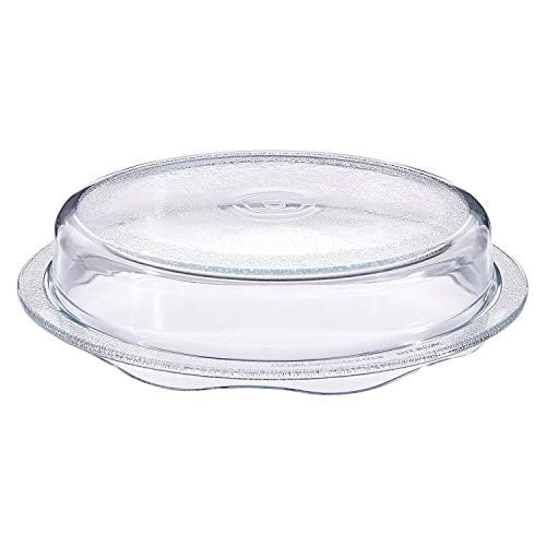 Cuchina Safe 2-in-1 Cover ‘n Cook Vented Glass Microwave Plate Cover and Baking Dish; Easy to Grip for Baking and Serving (9in Inside Diameter - 1-Piece)