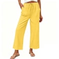 thumbnail image 2 of Tqcoqu Womens Casual Pants Loose High Waist Cropped Palazzo Beach Pants Summer Outfits 2026 Trendy,Yellow Women's S-XXL, 2 of 6