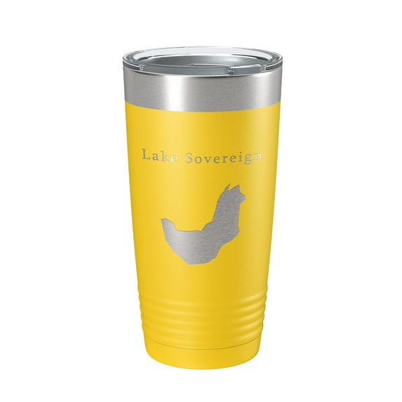 Lake Sovereign Map Tumbler Travel Mug Insulated Laser Engraved Coffee Cup Georgia 20 oz Yellow
