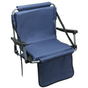 Barton Outdoors™ Folding Blue Stadium Chair with Armrests, Carrying Strap, and Spring-Loaded Hooks