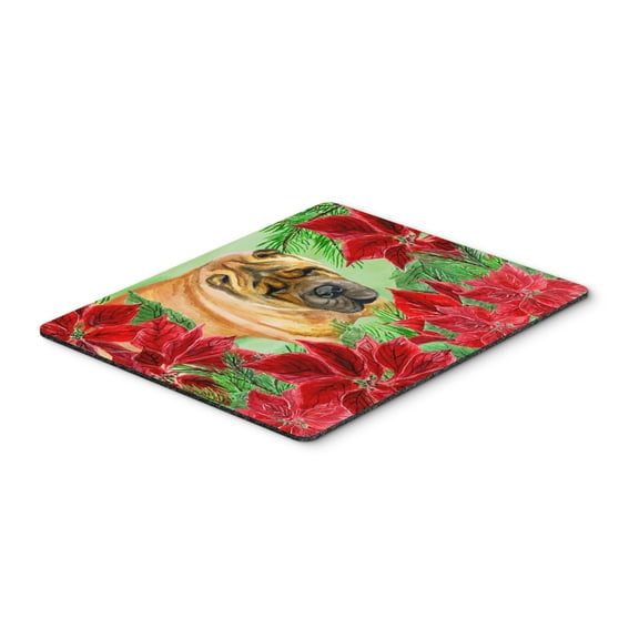 Shar Pei Poinsettas Mouse Pad Hot Pad or Trivet