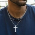 thumbnail image 4 of TURANDOSS Layered Cross Necklace for Men Stainless Steel Cross Necklace Layered Rope Chain Box Chain Cross Necklace for Men Women, 4 of 6