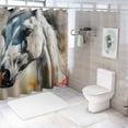 thumbnail image 7 of Awypu Chic Modern Bathroom Decor Watercolor Horse Waterproof Shower Curtain Multiple Sizes White, 7 of 7