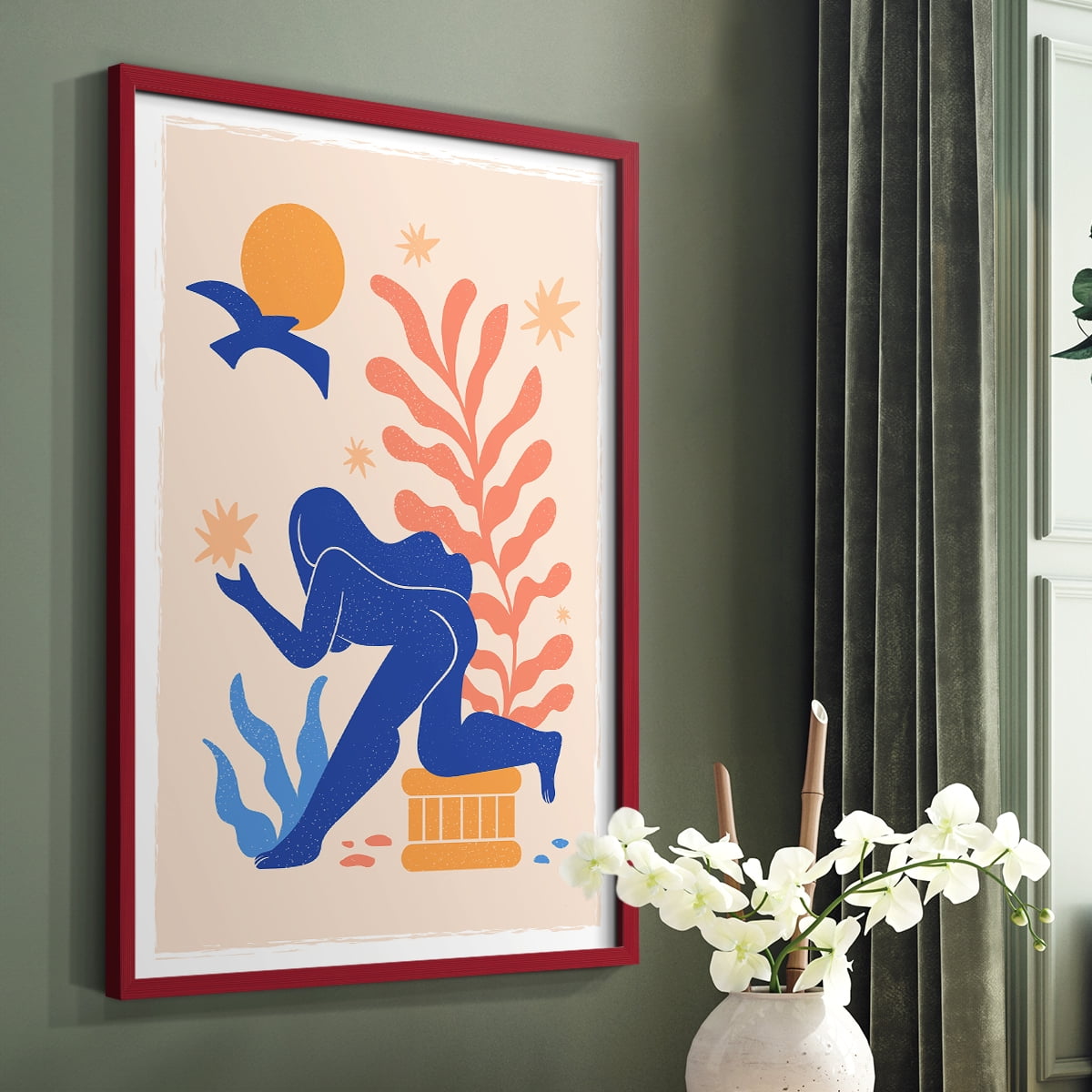 Matisse CCCLXV in Red Solid Wood 22 x 28 Framed Print