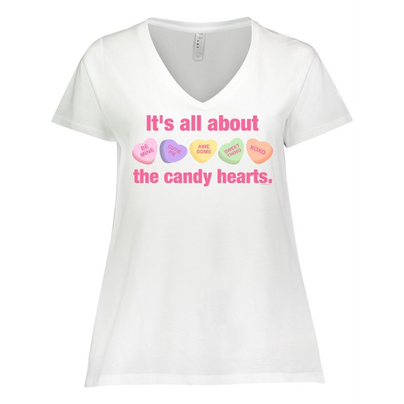 Inktastic Candy Hearts Ii Women's Plus Size V-Neck T-Shirt