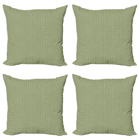 Ambesonne Abstract Throw Pillow Cover 4 Pack, Symmetric Mini Rectangles, 24", Lime Green Taupe Grey